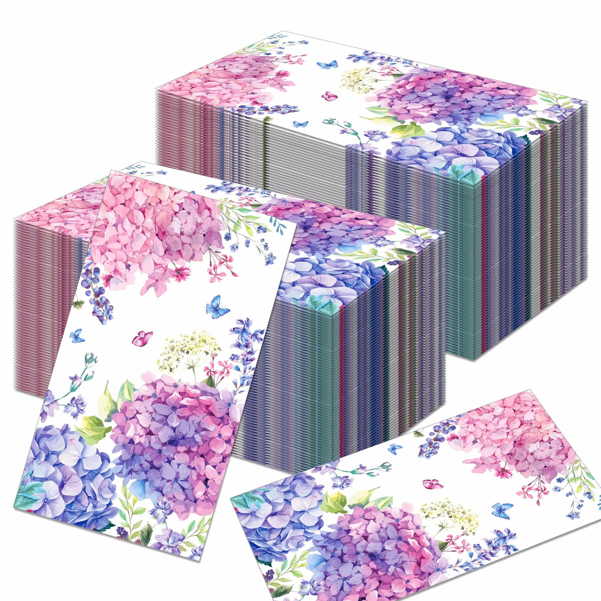 serviettes papier fleur bleue rose hydrangea occasion noel set floral 34x40cm 20 pièces