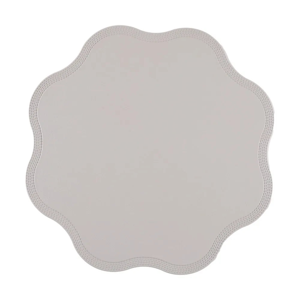 placemat moderne bleu rose gris élégant bords dentelés bord assiette fourchette couteau resistant