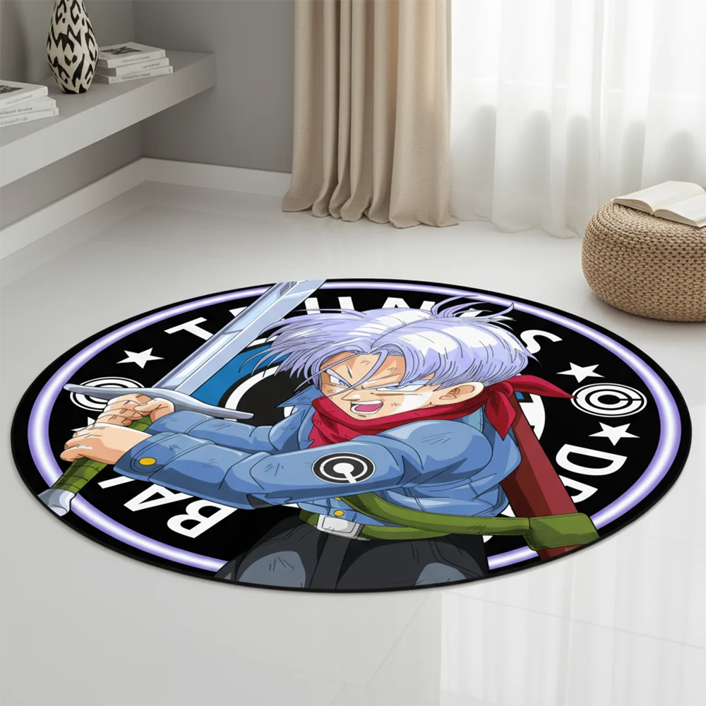 tapis dragon ball personnages dessins animés noir blanc bleu orange rose jaune gris