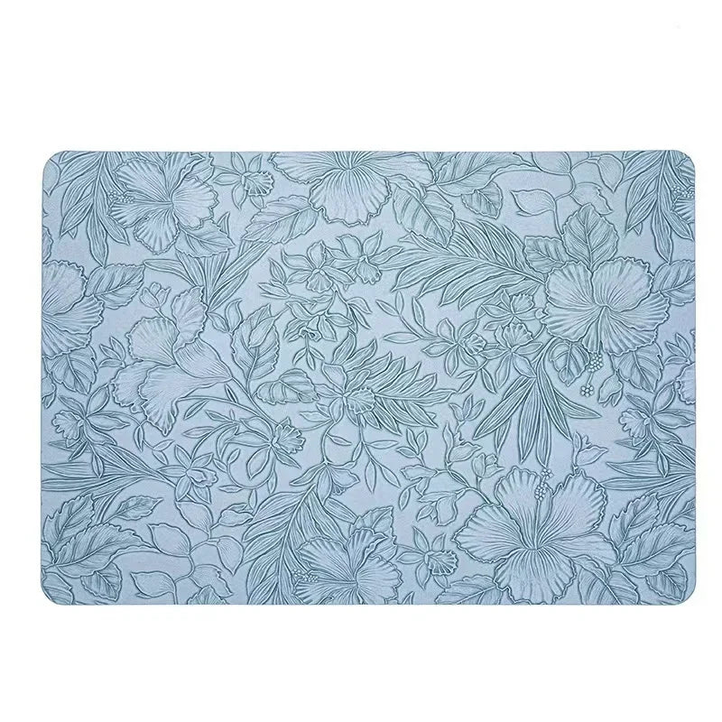 tapis table moderne fleurs feuilles noir marron beige gris vert bleu respectueux environnement 43x30cm