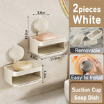 porte savon mural drainage moderne sans perçage ventouse savon blanc gris métallisé