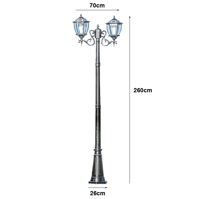 lampe rue solaire led doré noir élégante vintage ip65 durable industrielleextérieur