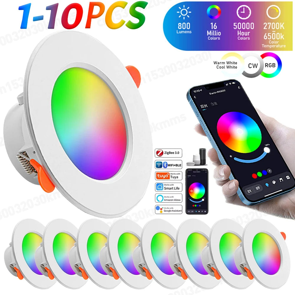 spots led encastrables intelligents controle vocale rgb blanc moderne minimaliste