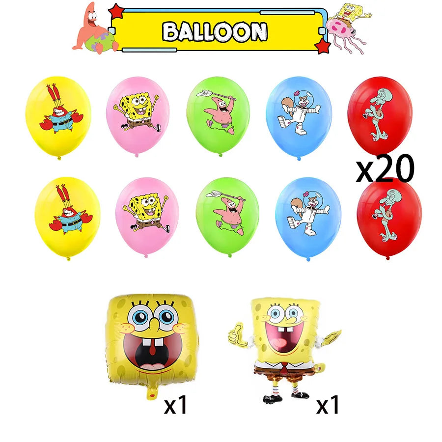 accessoires fête spongebob happy birthday ballons bannières cupcakes toppers anniversaire enfants thèmes cartoon