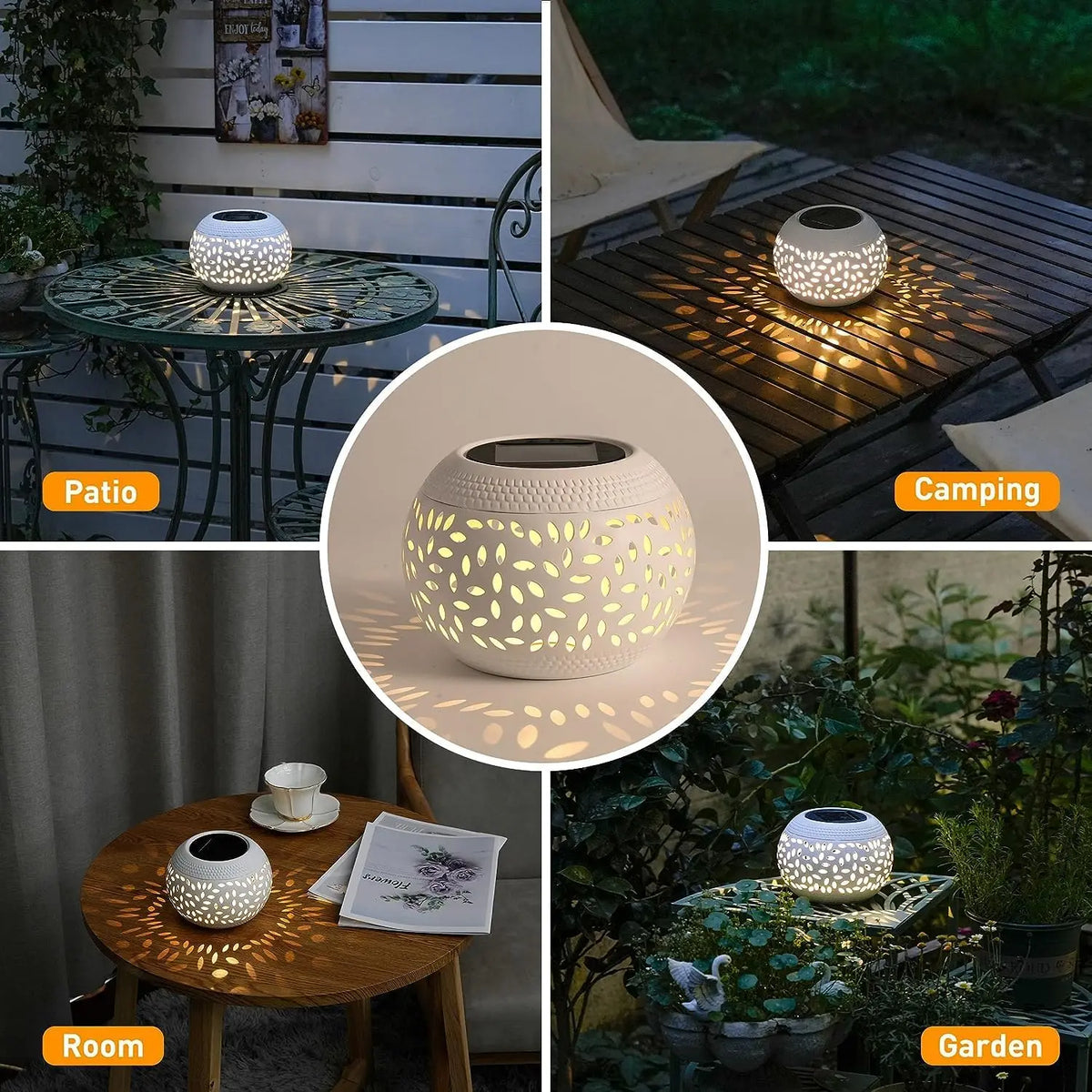 lampe solaire moderne blanche perforations circulaires rechargeable led adhésif tableextérieur