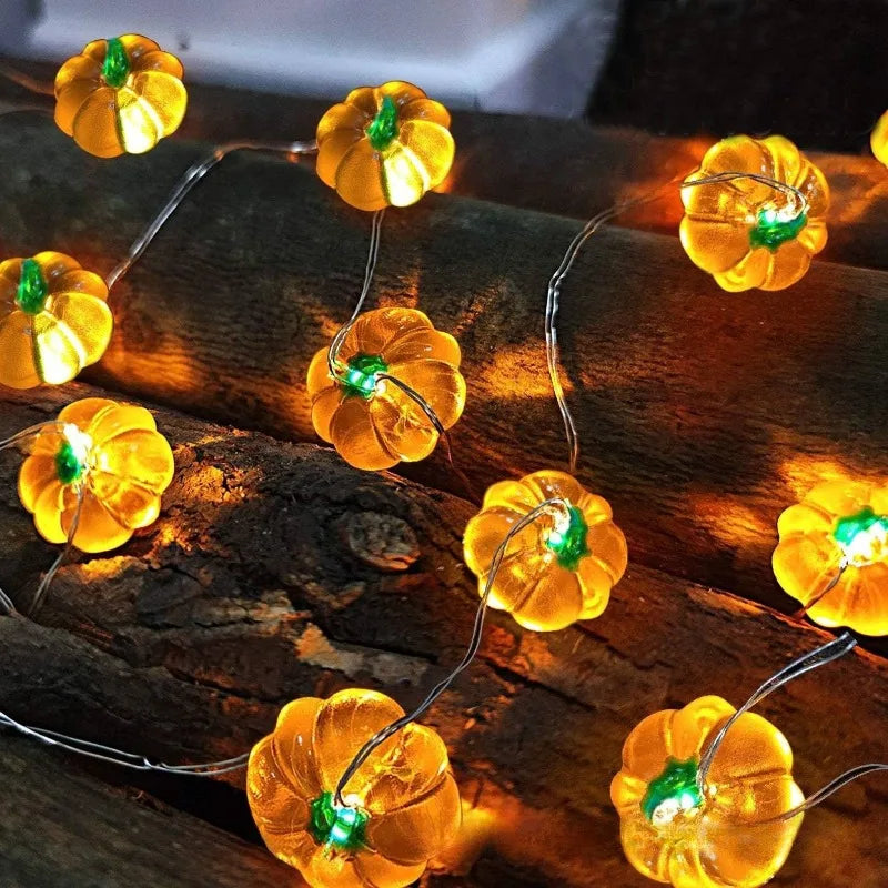 guirlande lumineuse citrouille orange vert halloween noël décoration brillante automnale festive maison