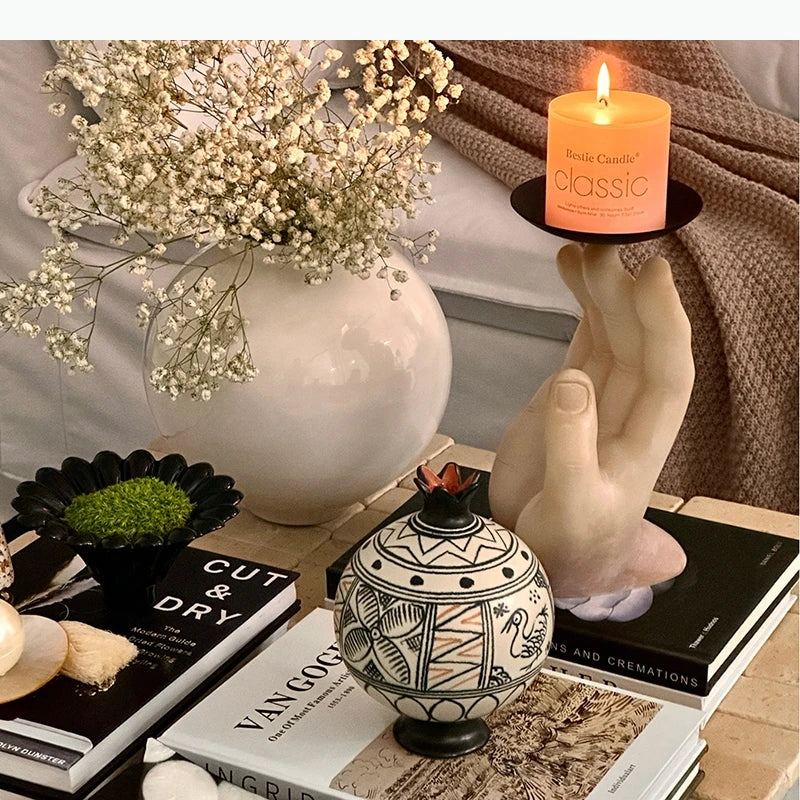 vase art déco oiseau stylisé motifs géométriques noir blanc orange