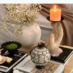 vase art déco oiseau stylisé motifs géométriques noir blanc orange