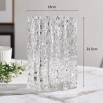 vase decoratif moderne verre texturé transparent floral table maison artístico minimaliste