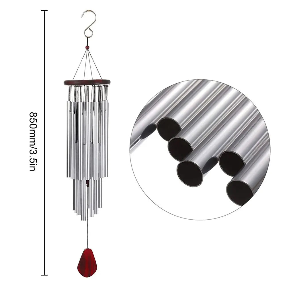 cloche vent moderne tubes métalliques argenté rouge marron floralextérieur maison jardin decoration