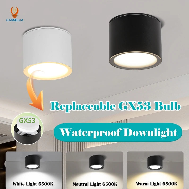 spot lumineux led étanche gx53 éclairage chambre salon cuisine blanc noir moderne