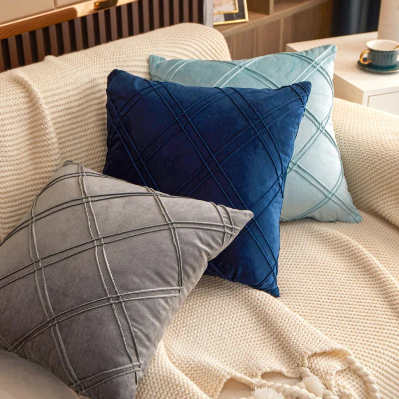 coussin décoratif velours rose moderne amovible lavable 45x45cm américain coussin carré motifs géométriques