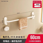 porte serviettes mural blanc moderne double barres aluminium fixations serviettes brosse