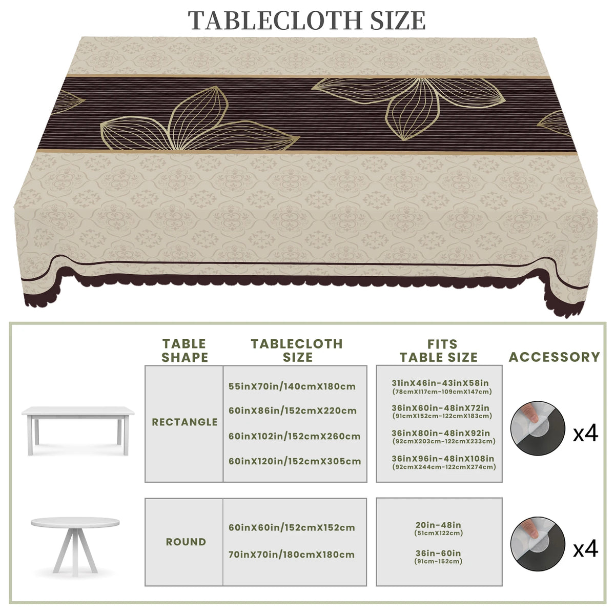 nappe table imperméable fleurs dorées motifs géométriques classique printemps étéextérieur maison