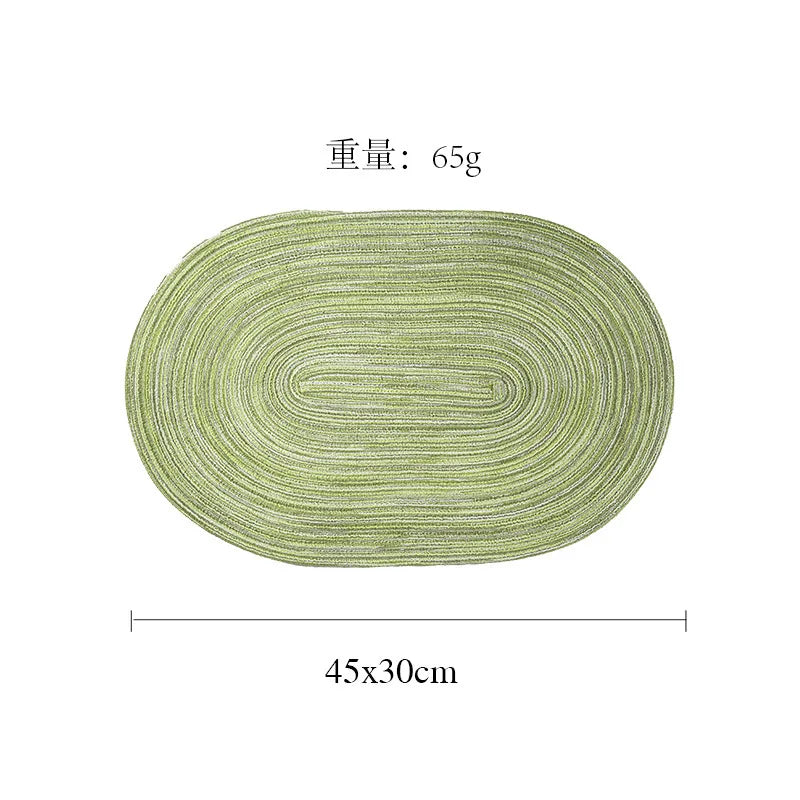 lot sets table ronds coton tressé vert gris beige motif spirale