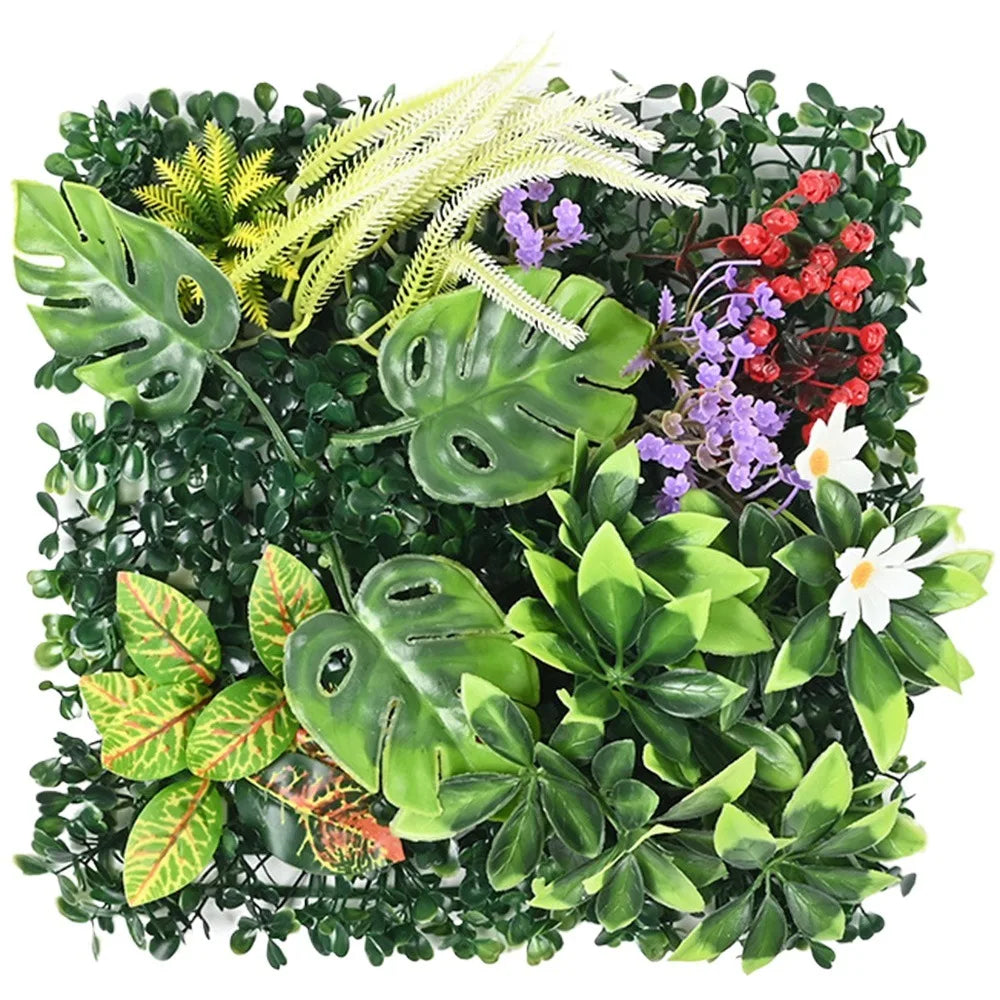 plantes artificielles murales modernes feuilles variées décoration extérieure branches naturelles