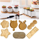 assiettes bambou naturel moderne rayures horizontales différents animaux fleur chat cerf
