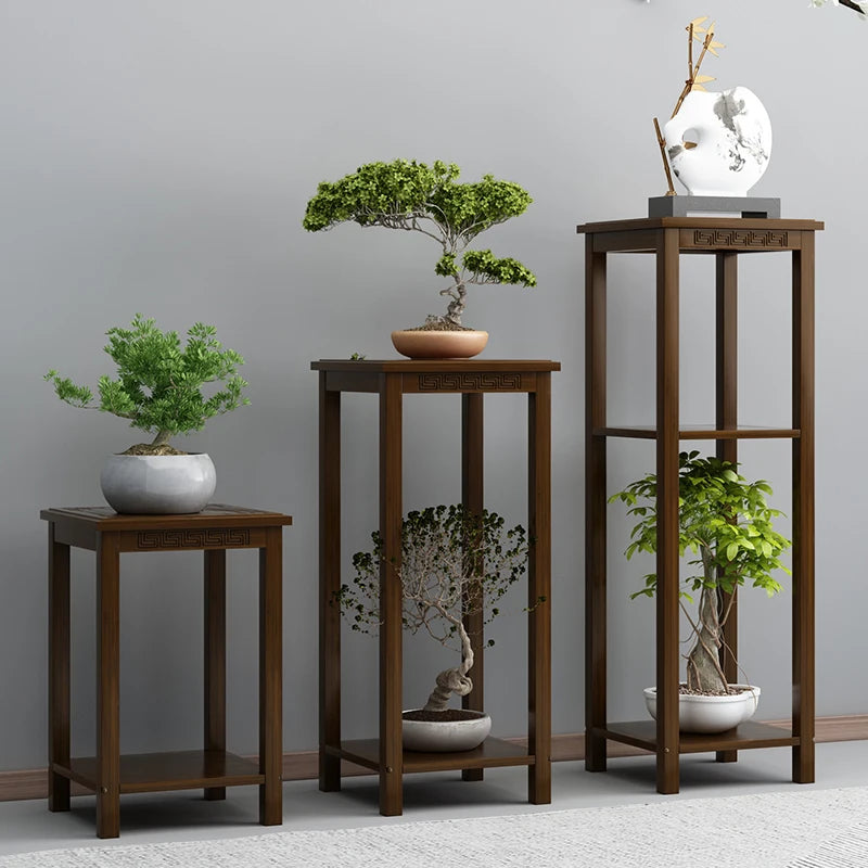 meuble plante moderne gravure traditionnelle marron foncé vases sculpturales or doré