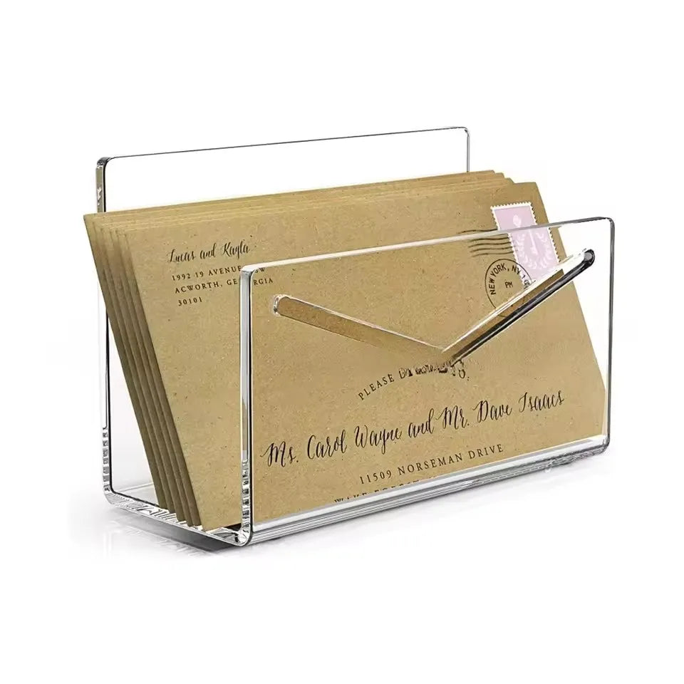porte enveloppes transparent moderne clips rangement document organisation acrylique minimaliste fonctionnel