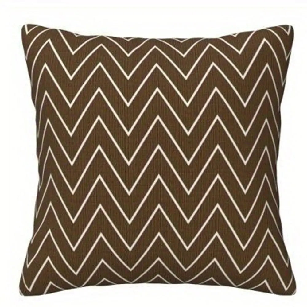 housse coussin polyester motif géométrique moderne marron blanc salon chambre voiture