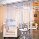 rideau franges perlées 100x200cm polyester transparent moderne salon décoration couleur argentée