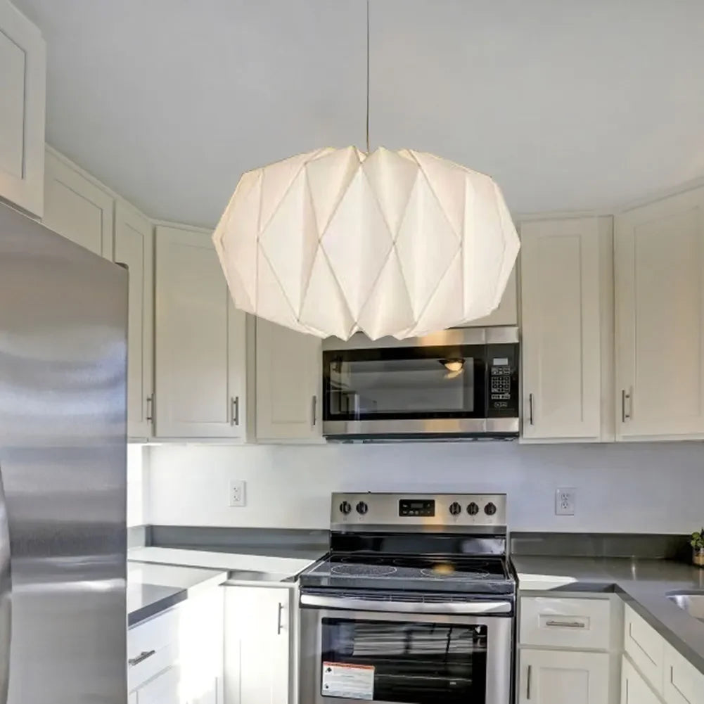 suspension lumineuse moderne origami beige plissé opacité intérieur chambre salon