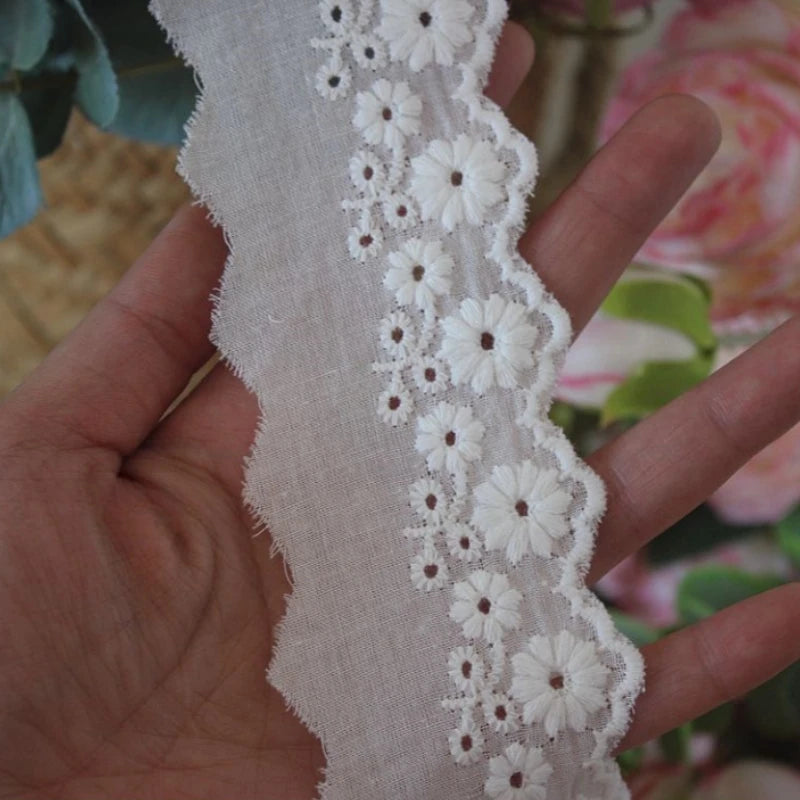 ruban dentelle vintage blanc fleurs romantique écologique coton largeur 4cm 45cm 48cm 5cm decoration
