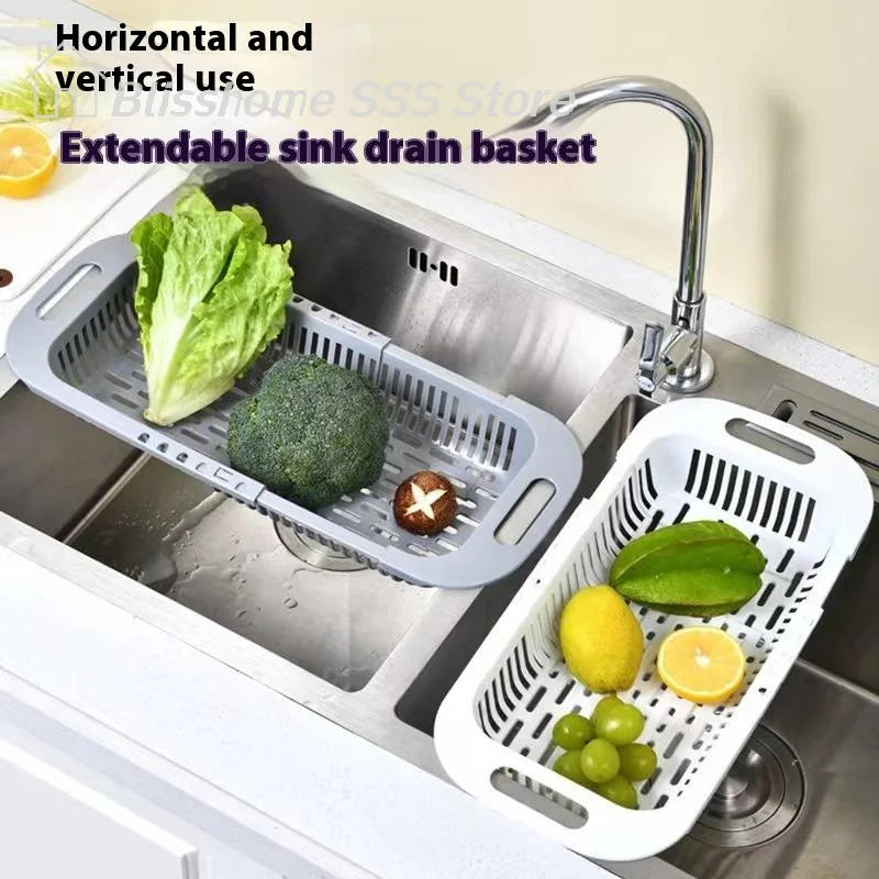 panier cuisine blanc gris rayures moderne réutilisable taille réglable poignées fruits légumes