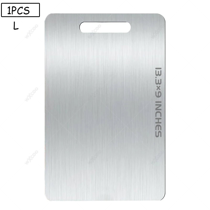 planche découper acier inoxydable lisse moderne poignées intégrées argenté utilitaire double face qualité alimentaire