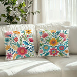 housse coussin motif floral moderne polyester blanc décoration chambre canapé douce 45x45cm