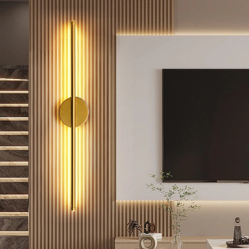 lampe murale moderne or minimaliste éclairage cuisine chambre salon entrée étude 60cm led aluminium