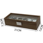 boîte rangement montres compartiments texture bois marron adhésif classique opaques gọn lại: