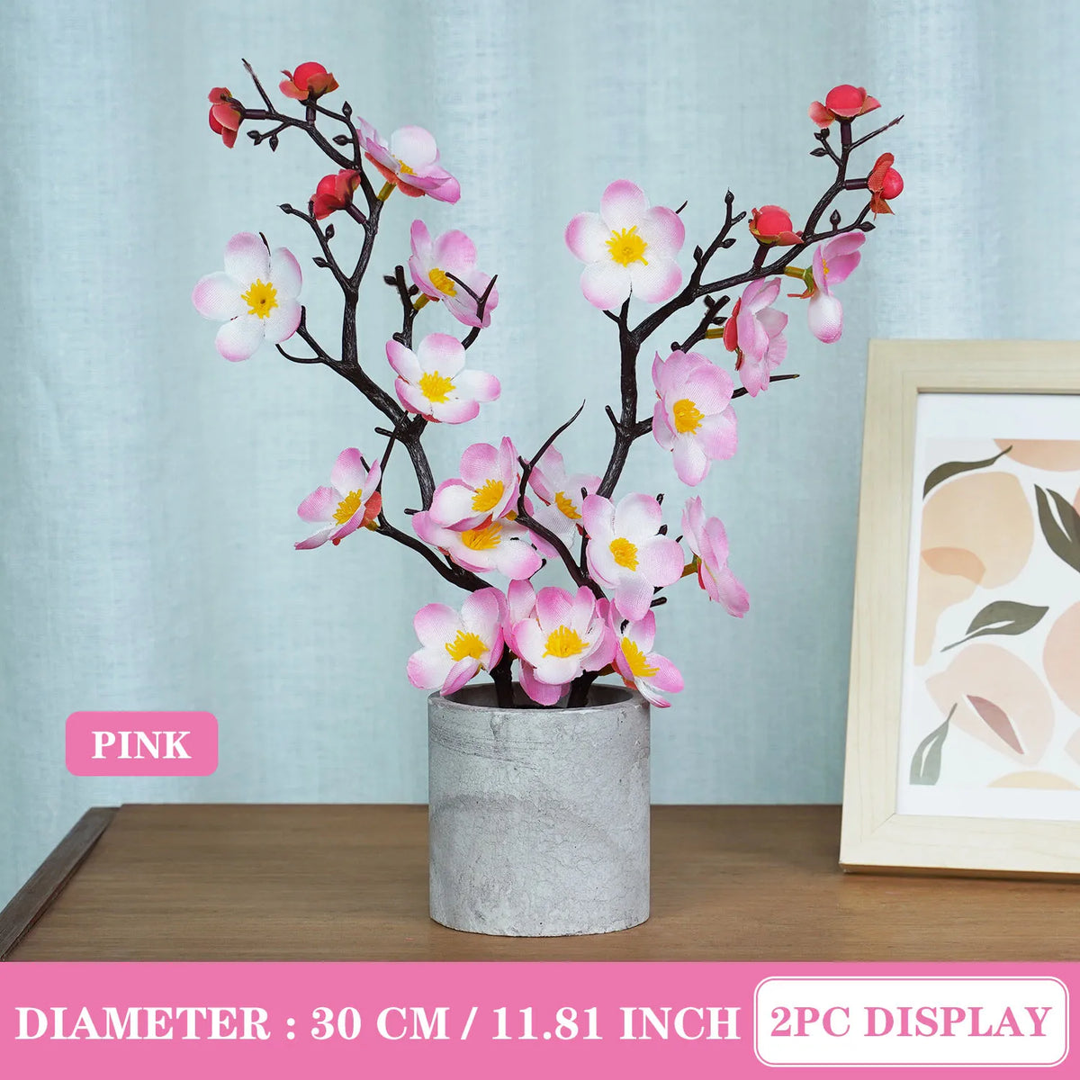 décoration intérieure branche artificielle fleurs simples couleur rouge blanc rose jaune naturel minimaliste