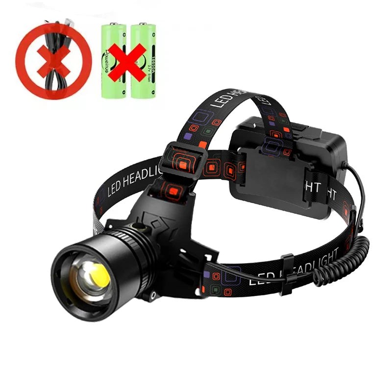 lampe frontale led sportive rechargeable modes lumiere extérieure fishing bandes élastiques orange rouge