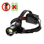lampe frontale led sportive rechargeable modes lumiere extérieure fishing bandes élastiques orange rouge