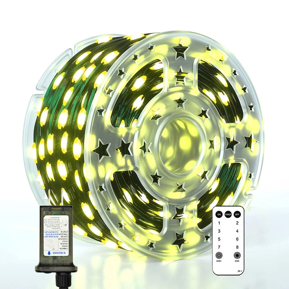ruban led vert blanc étoiles dorées moderne 100m 800leds télécommande imperméable ip54