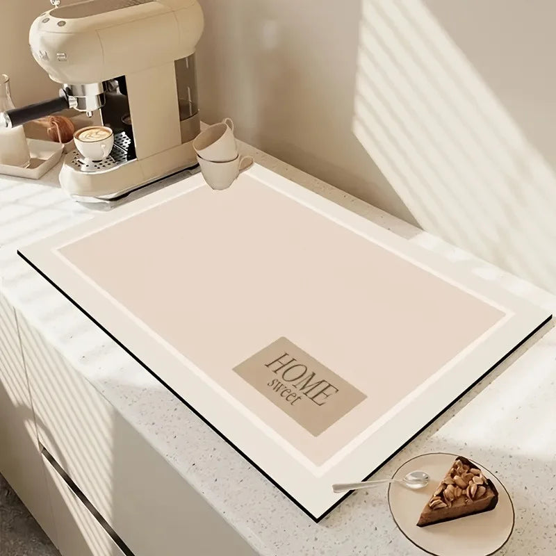 tapis cuisine moderne rayures horizontales beige clair absorbant séchage rapide respectueux environnement 40x60cm