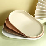 assiettes ovales silicone blanc beige moderne minimaliste empilables multifonctionnelles nhà bếp