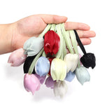 Décoration intérieure tulipes artificielles 3D fleurs polyester accessoires cheveux élastiques vert rose blanc