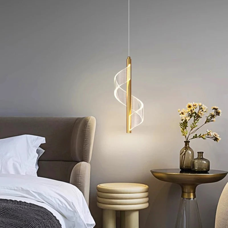 suspension lumineuse moderne spirale noir doré blanc translucide scandinave