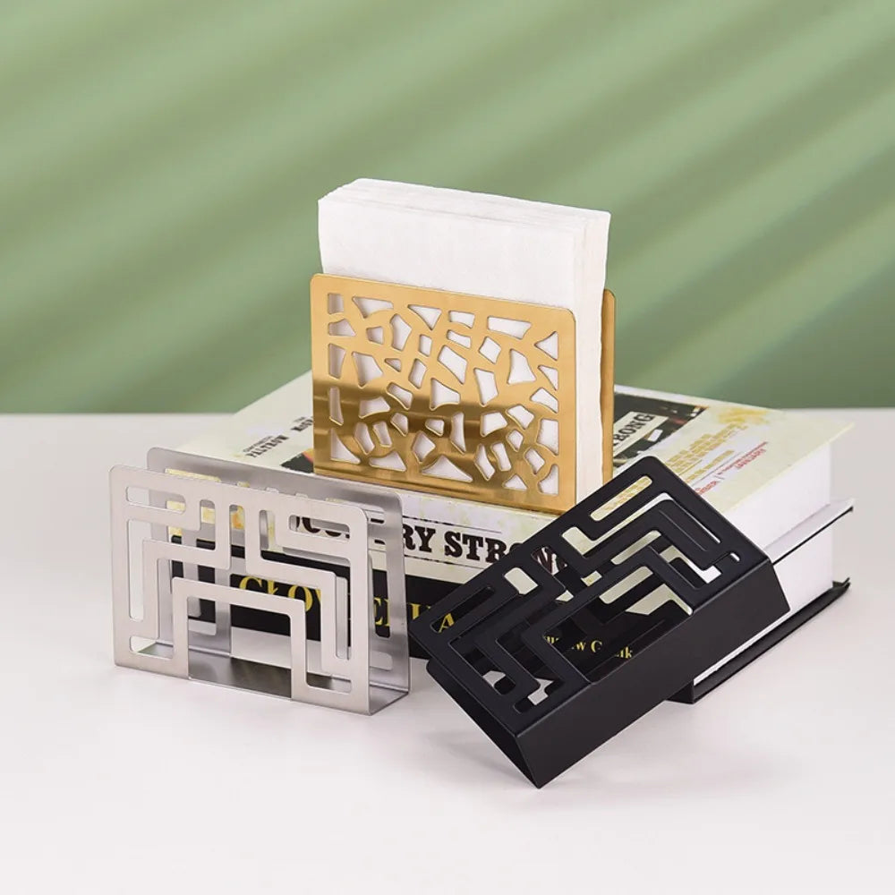 support livre moderne or noir argent grille géométrique acier inoxydable papier blanc