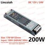 transformateur alimentation led 12v 24v 60w 100w 200w noir moderne sans bruit certification rohs