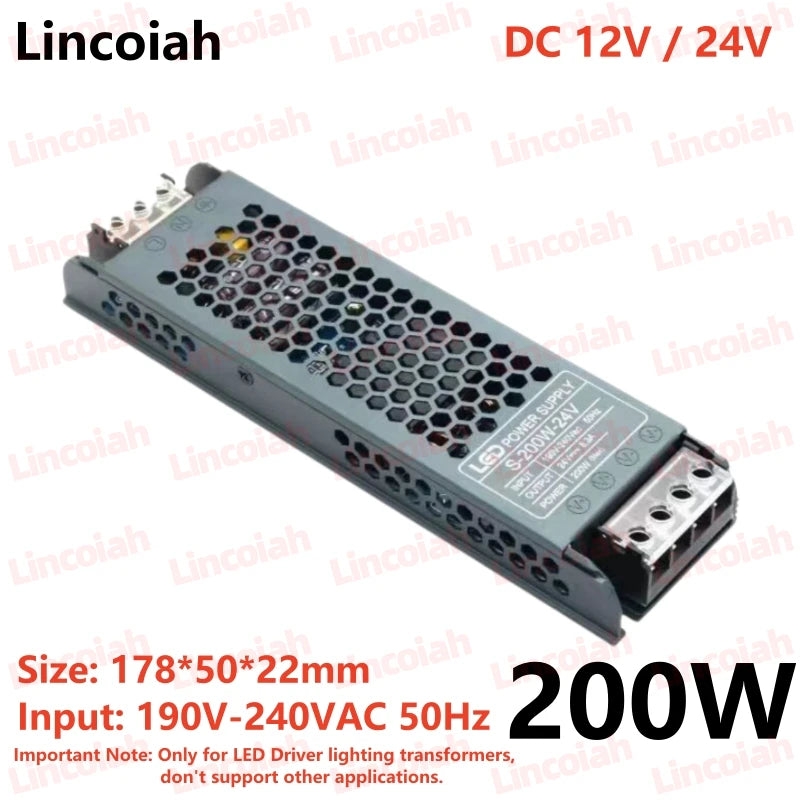 transformateur alimentation led 12v 24v 60w 100w 200w noir moderne sans bruit certification rohs