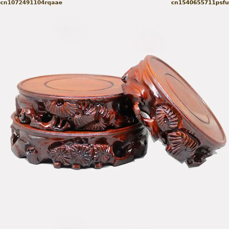 support décoratif bois massif sculpté vase pot fleur objet ancien