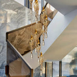 suspension lumineuse moderne or transparentes filigrane doré led câble suspendu élégante chambre salon