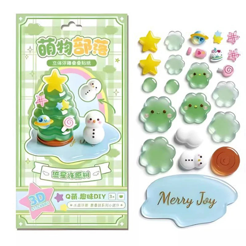 sticker 3d mignon dessin animé rose vert bleu blanc doré floral géométrique enfants classe