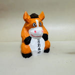figurines animaux bois marron noir blanc rose vert bleu sourire yeux bandes cartoon