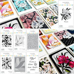 plaque pression gaufrée fleurs abstrait calligraphie cartes scrapbooking artisanal fixations sequins adhésif