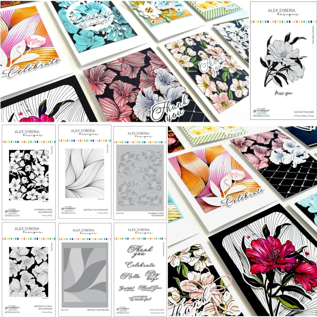 plaque pression gaufrée fleurs abstrait calligraphie cartes scrapbooking artisanal fixations sequins adhésif