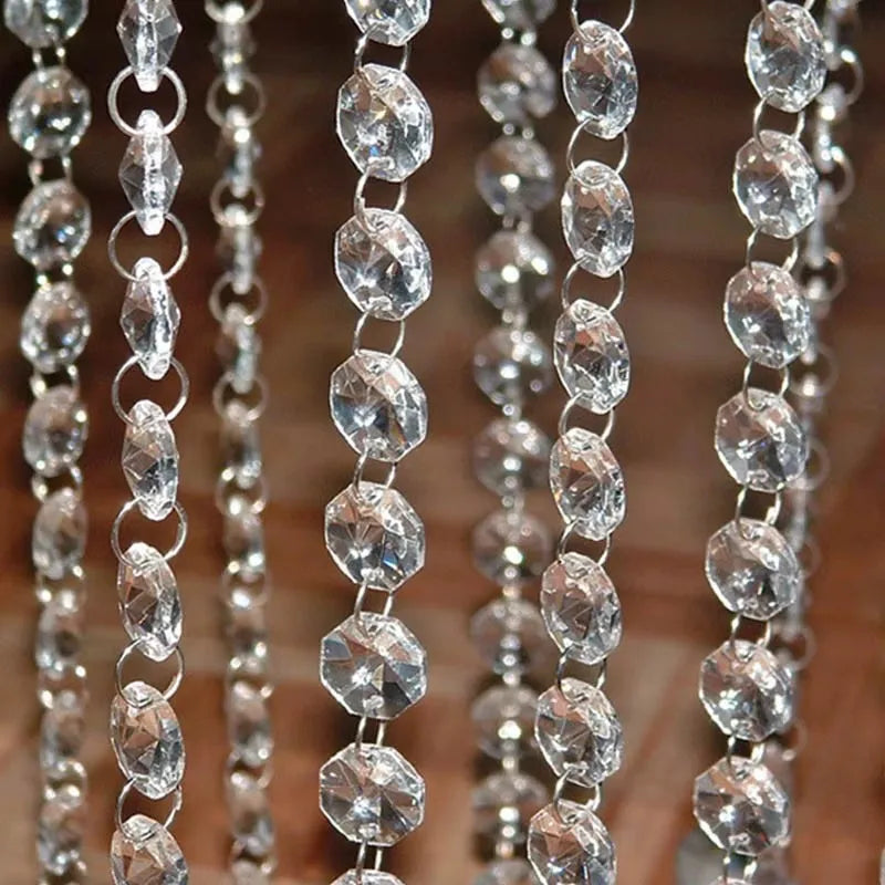 guirlande transparentes facettes octogonales moderne mariage anniversaire noëlcoration fenêtre rideau chandelier